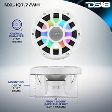 Load image into Gallery viewer, NXL 7.7” 2-Way Coaxial Marine Speaker with Bullet Tweeter, Digital LED Lights &amp; White Deck LED | 175W RMS 4-Ohm