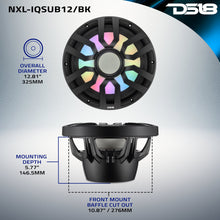 Load image into Gallery viewer, 12” Marine Subwoofer with Hybrid Magnet Motor, Removable Grille and Digital LED Lights - 600W RMS 4-Ohm