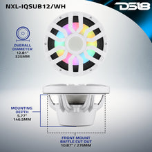 Load image into Gallery viewer, 12” Marine Subwoofer with Hybrid Magnet Motor, Removable Grille and Digital LED Lights - 600W RMS 4-Ohm
