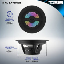 Load image into Gallery viewer, Luxury 8” 2-Way Marine Coaxial Speaker with Digital LED Lights and Flush Magnetic Mount Grille | 175W RMS 4-Ohm