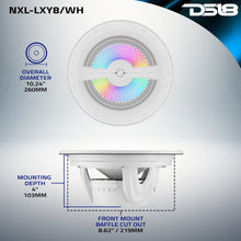 Load image into Gallery viewer, Luxury 8” 2-Way Marine Coaxial Speaker with Digital LED Lights and Flush Magnetic Mount Grille | 175W RMS 4-Ohm