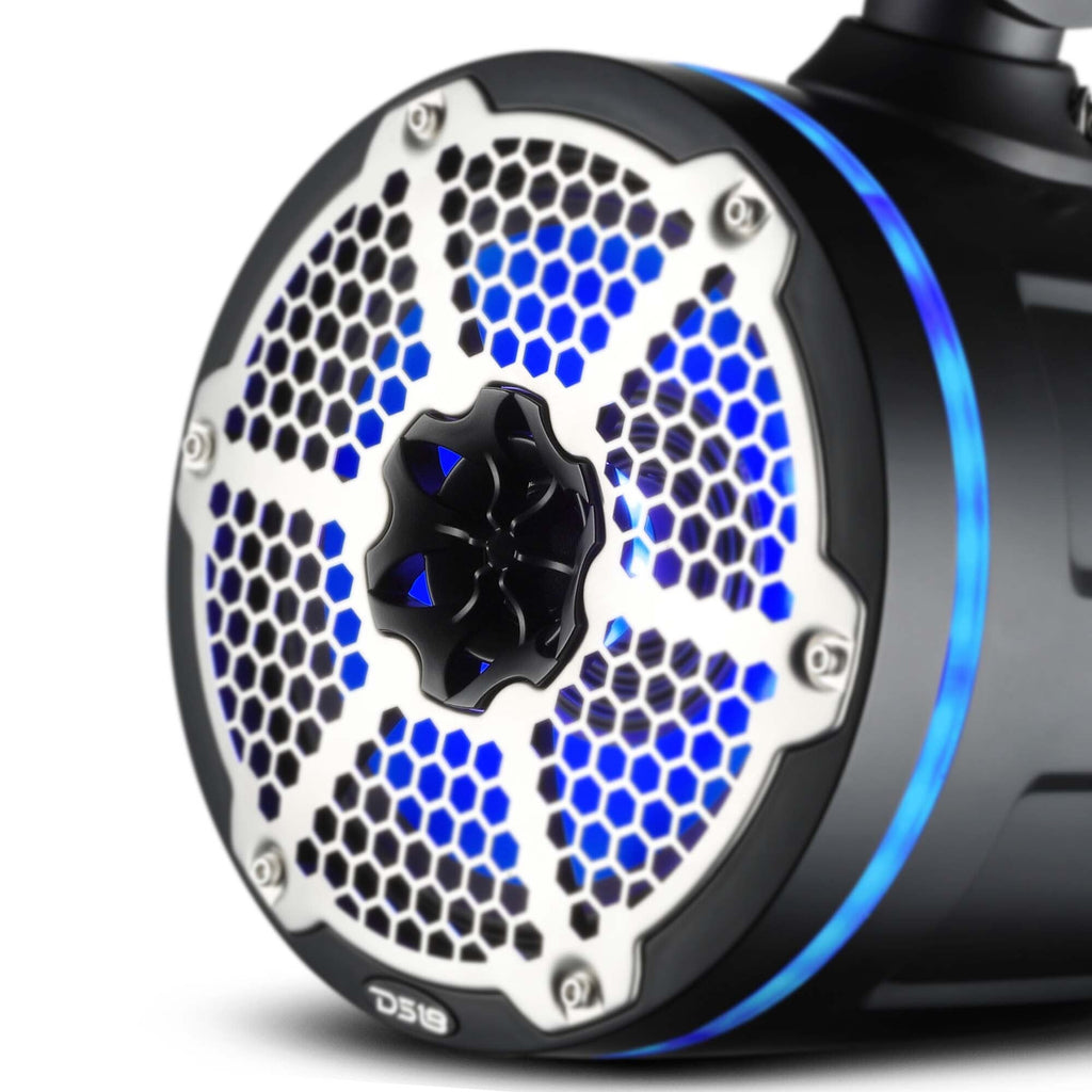 Bronco 6th Gen Roll Bar Audio Bundle – 8" Marine Tower Speakers with RGB LED Lights and OEM Roll Bar Mounting Clamps