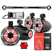 Load image into Gallery viewer, JK-TUBE 4x 8" Marine Towers Speakers with RGB LED Lights, 4-Channel Marine Amplifier and AMPKIT for Jeep JK/JKU