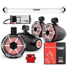 Load image into Gallery viewer, JK-TUBE 4x 8" Marine Towers Speakers with RGB LED Lights, 4-Channel Marine Amplifier and AMPKIT for Jeep JK/JKU