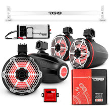 Load image into Gallery viewer, JL-TUBE 4x 8" Marine Towers Speakers with RGB LED Lights, 4-Channel Marine Amplifier and AMPKIT for Jeep JL