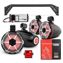 Load image into Gallery viewer, JL-TUBEUP 4x 8" Marine Towers Speakers with RGB LED Lights, 4-Channel Marine Amplifier and AMPKIT for Jeep JLU