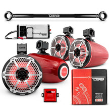 Load image into Gallery viewer, JK-TUBE 4x 8" Marine Towers Speakers with RGB LED Lights, 4-Channel Marine Amplifier and AMPKIT for Jeep JK/JKU