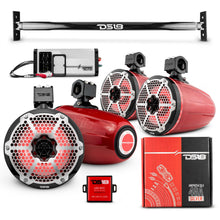 Load image into Gallery viewer, JL-TUBE 4x 8" Marine Towers Speakers with RGB LED Lights, 4-Channel Marine Amplifier and AMPKIT for Jeep JL