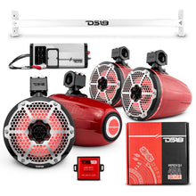Load image into Gallery viewer, JL-TUBE 4x 8" Marine Towers Speakers with RGB LED Lights, 4-Channel Marine Amplifier and AMPKIT for Jeep JL