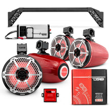 Load image into Gallery viewer, JL-TUBEUP 4x 8" Marine Towers Speakers with RGB LED Lights, 4-Channel Marine Amplifier and AMPKIT for Jeep JLU