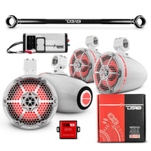 Load image into Gallery viewer, JK-TUBE 4x 8" Marine Towers Speakers with RGB LED Lights, 4-Channel Marine Amplifier and AMPKIT for Jeep JK/JKU