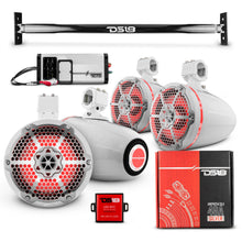 Load image into Gallery viewer, JL-TUBE 4x 8" Marine Towers Speakers with RGB LED Lights, 4-Channel Marine Amplifier and AMPKIT for Jeep JL