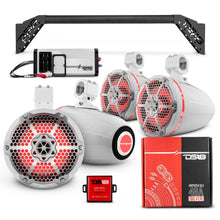 Load image into Gallery viewer, JL-TUBEUP 4x 8" Marine Towers Speakers with RGB LED Lights, 4-Channel Marine Amplifier and AMPKIT for Jeep JLU