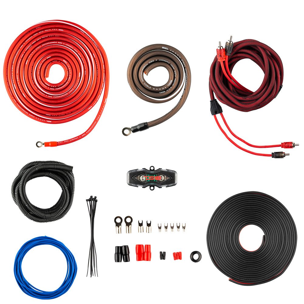4-GA OFC 100% Copper Amplifier Installation Kit - RED