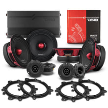 Load image into Gallery viewer, Pro Audio Speaker + Tweeter Bundle: 6.5" Midrange Speakers and 3.8" Bullet Tweeters with OEM Speaker Adapters, Amplifier, and Wiring Kit