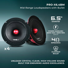 Load image into Gallery viewer, Pro Audio Speaker + Tweeter Bundle: 6.5" Midrange Speakers and 3.8" Bullet Tweeters with OEM Speaker Adapters, Amplifier, and Wiring Kit