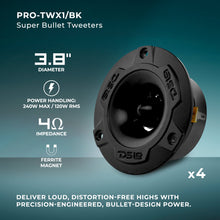 Load image into Gallery viewer, Pro Audio Speaker + Tweeter Bundle: 6.5" Midrange Speakers and 3.8" Bullet Tweeters with OEM Speaker Adapters, Amplifier, and Wiring Kit