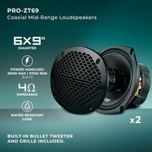 Load image into Gallery viewer, Pro Audio Hybrid Speaker Bundle: 6.5" &amp; 6x9" Midrange Speakers with Built-In Compression Tweeters