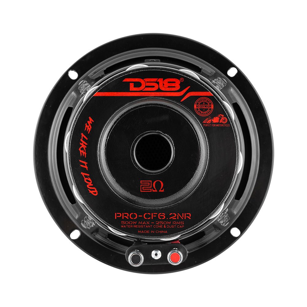 PRO 6.5" Mid-Bass Loudspeaker with Water-Resistant Carbon Fiber Cone & Neodymium Rings, 250W RMS, 2-Ohm