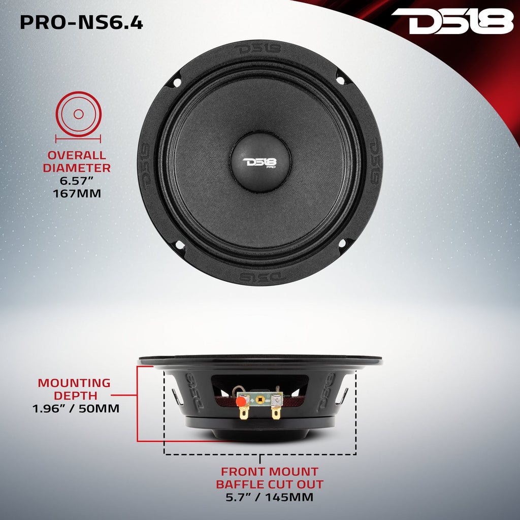 PRO 6.5" Shallow Neodymium Mid-Range Loudspeaker 150 Watts Rms 4-Ohm
