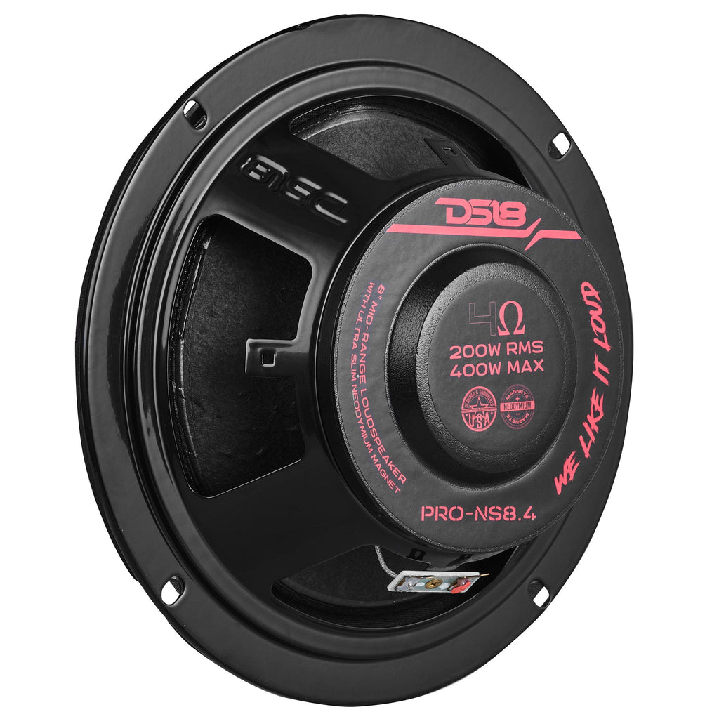 PRO 8" Shallow Neodymium Mid-Range Loudspeaker 200 Watts Rms 4-Ohm