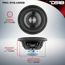 Load image into Gallery viewer, PRO 8" Neodymium Water resistant Carbon Fiber Cone Mid-Bass Woofer 250 Watts Rms 4-Ohm