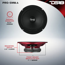Load image into Gallery viewer, PRO 8" Slim Water-Resistant Midrange Loudspeaker | 250W RMS 4-Ohm