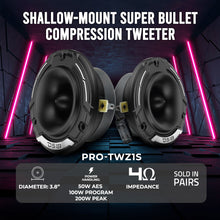 Load image into Gallery viewer, 3.8" Shallow-Mount Super Bullet Compression Tweeter with 1" Aluminum Voice Coil | 100 Watts RMS 4-Ohm