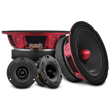 Load image into Gallery viewer, Pro Audio Speaker + Tweeter Bundle: 6.5" Midrange Speakers and 3.8" Bullet Tweeters with OEM Speaker Adapters, Amplifier, and Wiring Kit