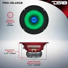 Load image into Gallery viewer, 8" Mid-Range Loudspeaker with Dual RGB LED For Cone &amp; Dust Cap 275 Watts 4-Ohm