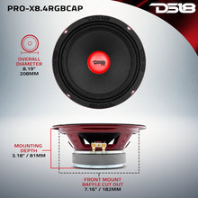 Load image into Gallery viewer, PRO-X 8" Mid-Range Loudspeaker with RGB Light Dust Cap 275 Watts Rms 4-Ohm