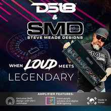 Load image into Gallery viewer, SMD 5-Channel Amplifier with VM-1 Voltmeter and Digital LED Lights 4 x 250W at 2-Ohm Class AB + 1 x 1800W at 1-Ohm Class D - Steve Meade Designs