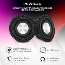 Load image into Gallery viewer, PS Shallow-Mount Water-Resistant 8" Subwoofer | 400W RMS DVC 4-Ohm