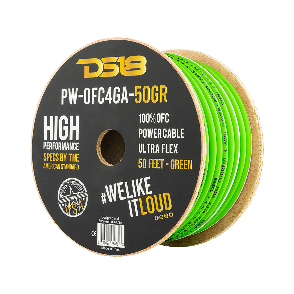 4-GA Ultra Flex 100 Percent OFC Ground, Power Cable, 50 Feet, Green DS18