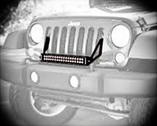 Load image into Gallery viewer, Quake LED Light Bar Mounting Kit Jeep JK Grill Light Bar Bracket 2007-18 Wrangler JK Black Powder coat - QBJ790