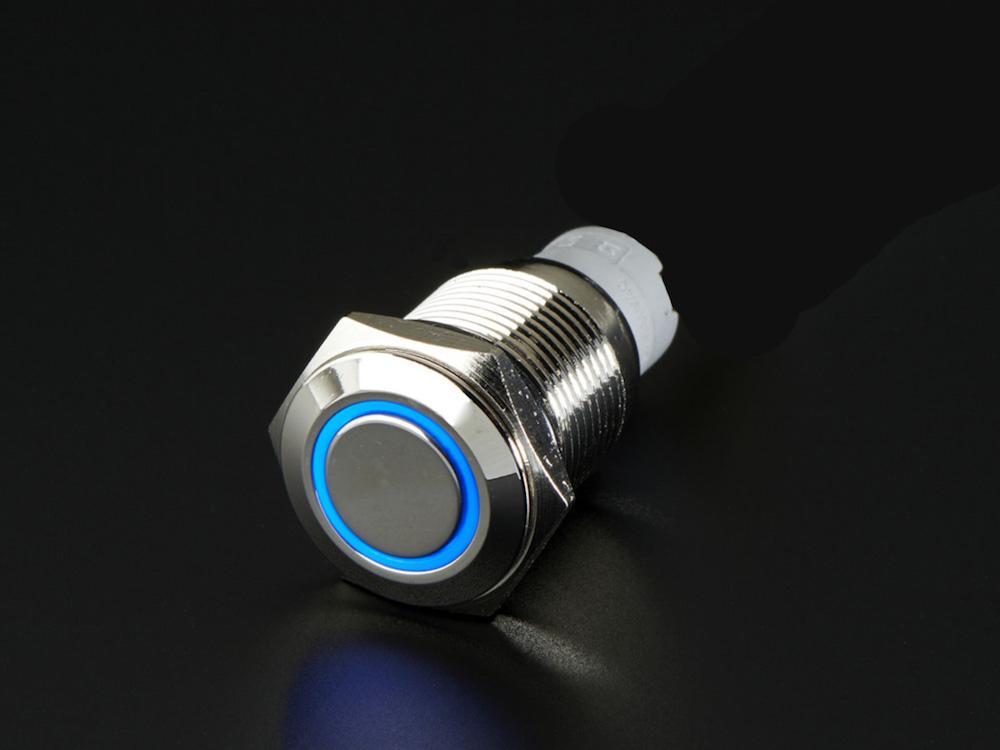 Quake LED Accessory Light Switch Momentary Flush Mount Switches 5 Pin 5 Amp Chrome/Blue - QRS732