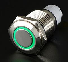 Quake LED Accessory Light Switch On/Off Flush Mount Switches 5 Pin 5 Amp Chrome/Green - QRS723