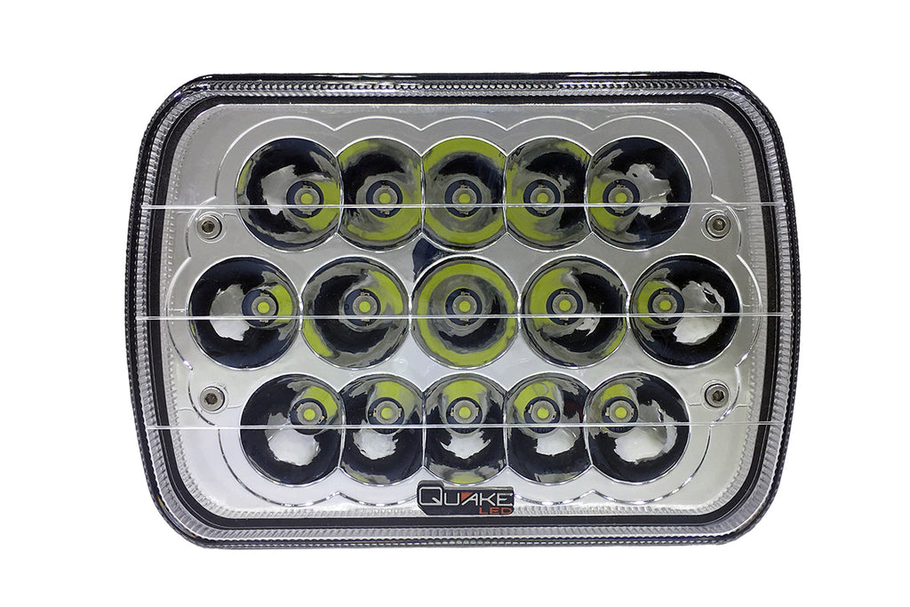 Quake LED Headlight 5x7 Inch Headlight 45 Watt High/Low Tempest Series Jeep XJ/YJ - QTE459