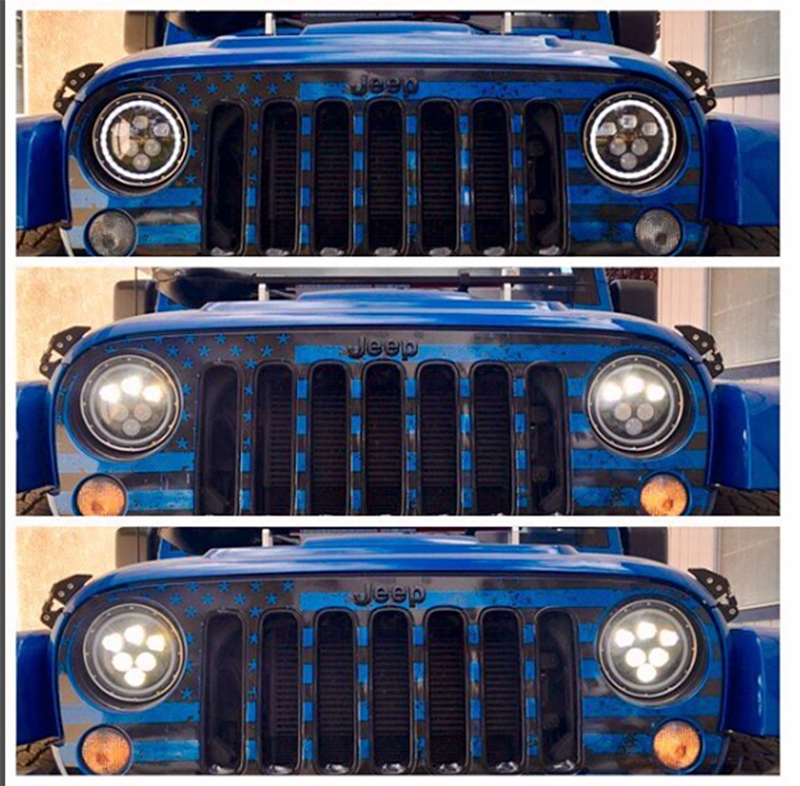 Quake LED Headlight 7 Inch Headlight 60 Watt High/Low White Full Halo Chrome Reflector Tempest - QTE460