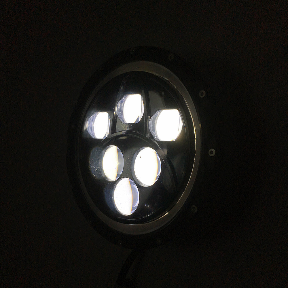 Quake LED Headlight 7 Inch Headlight 60 Watt High/Low White Full Halo Chrome Reflector Tempest - QTE460
