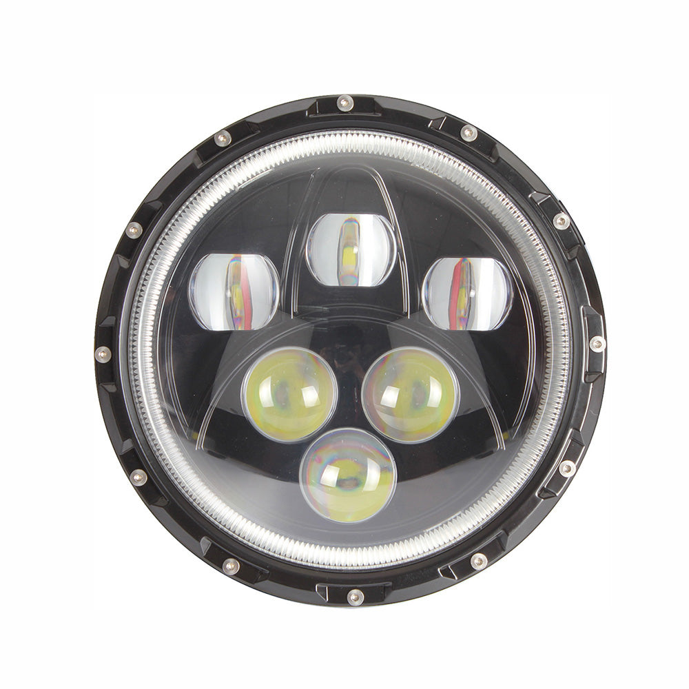Quake LED Headlight 7 Inch Headlight 60 Watt High/Low White Full Halo Chrome Reflector Tempest - QTE460