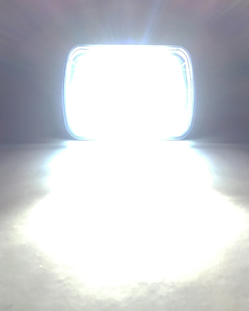 Quake LED Headlight 5x7 Inch Headlight 39 Watt High/Low Half Halo Jeep YJ/XJ Tempest Series - QTE462