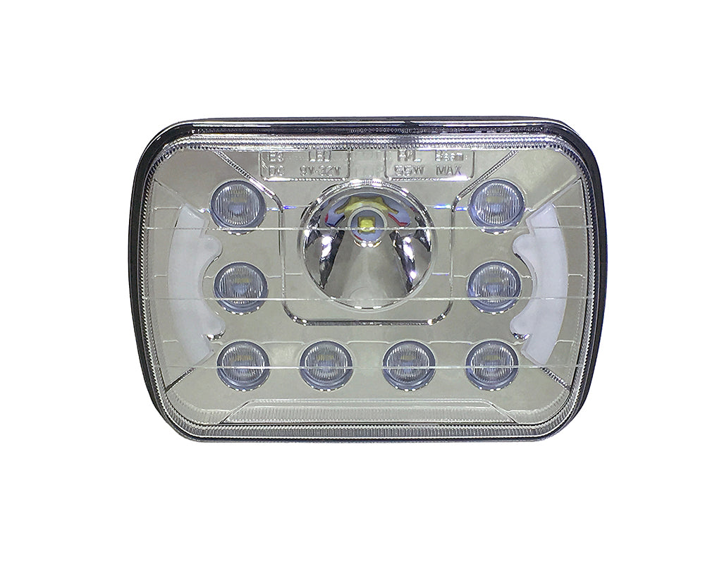 Quake LED Headlight 5x7 Inch Headlight 39 Watt High/Low Half Halo Jeep YJ/XJ Tempest Series - QTE462
