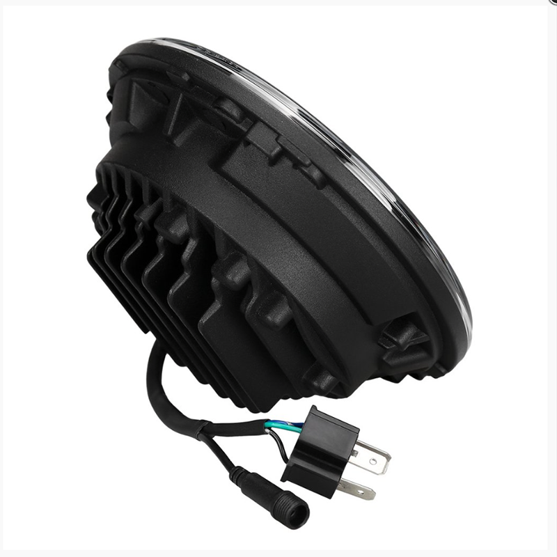 Quake LED Headlight 7 Inch RGB Accent Headlight High/Low RGB Full Halo Black Reflector Tempest - QTE555