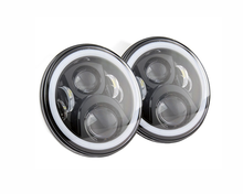 Load image into Gallery viewer, Quake LED Headlight 7 Inch RGB Accent Headlight High/Low RGB Full Halo Black Reflector Tempest - QTE555