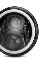 Load image into Gallery viewer, Quake LED Headlight 7 Inch RGB Accent Headlight High/Low RGB Full Halo Black Reflector Tempest - QTE555