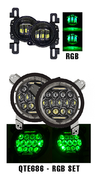 Quake LED Headlight Jeep JL RGB Headlight fog Light Set Quad Lock interlock Compatible - QTE686