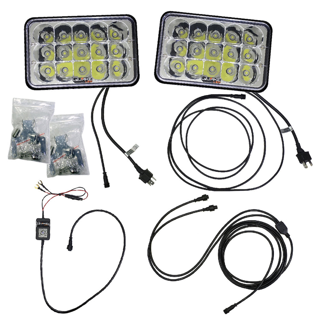 Quake LED Headlight 4X6 in. Headlight 45 Watt High-low RGB Accent Quad Lock interlock Tempest - QTE750