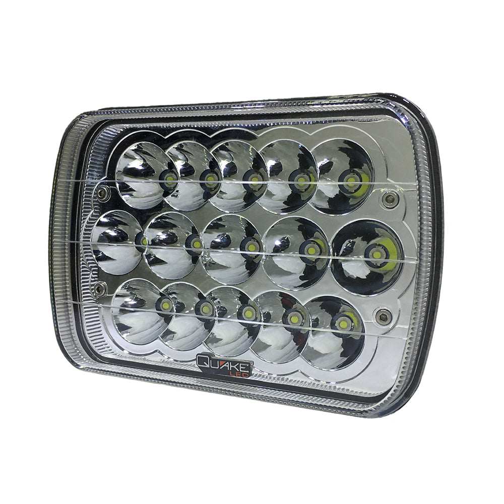 Quake LED Headlight 5X7 in. Headlight 39 Watt High-low RGB Accent Quad Lock interlock Tempest - QTE751