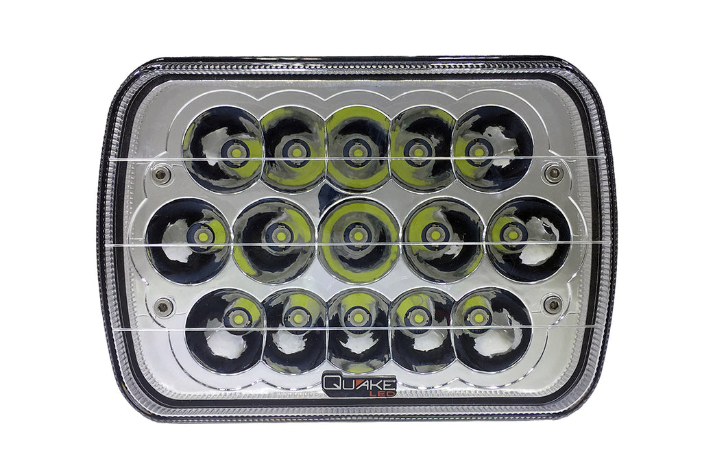 Quake LED Headlight 5X7 in. Headlight 39 Watt High-low RGB Accent Quad Lock interlock Tempest - QTE751